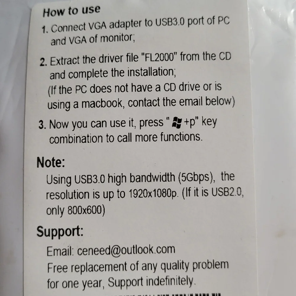 USB 3.0 To VGA Adapter. NIP